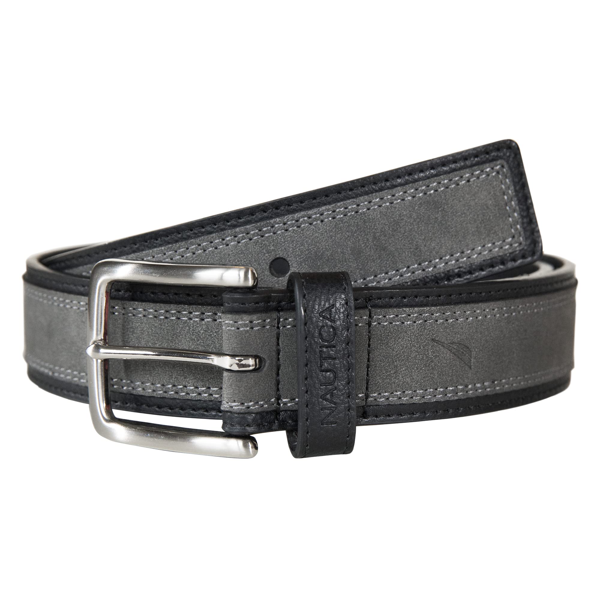 NauticaMen's Fashion Signature & Casual Overlay Leather Belts