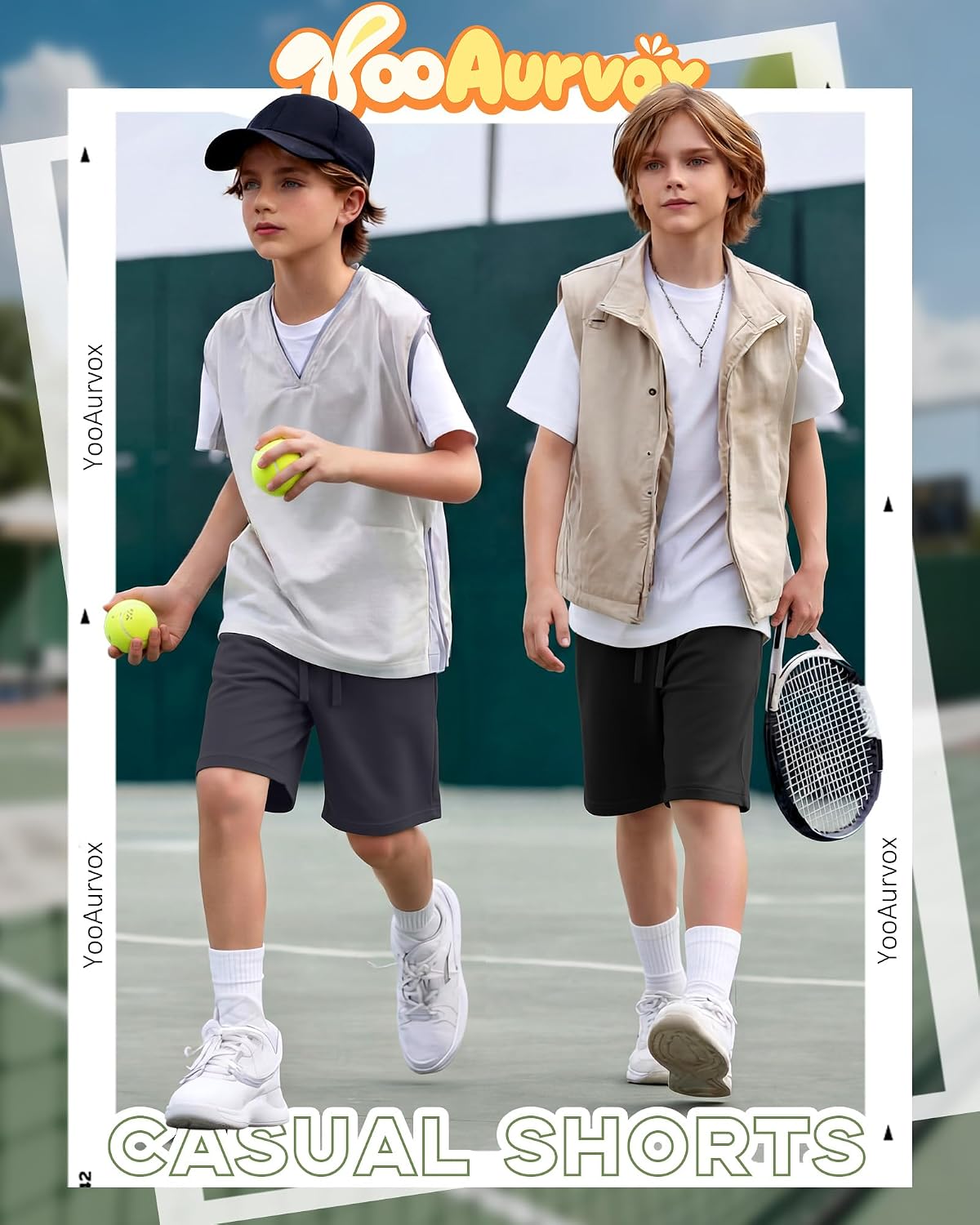 3 Pack Boys Sweat Shorts Kids Casual Athletic Shorts Youth Wide Leg Drawstring Summer Clothes with Pockets