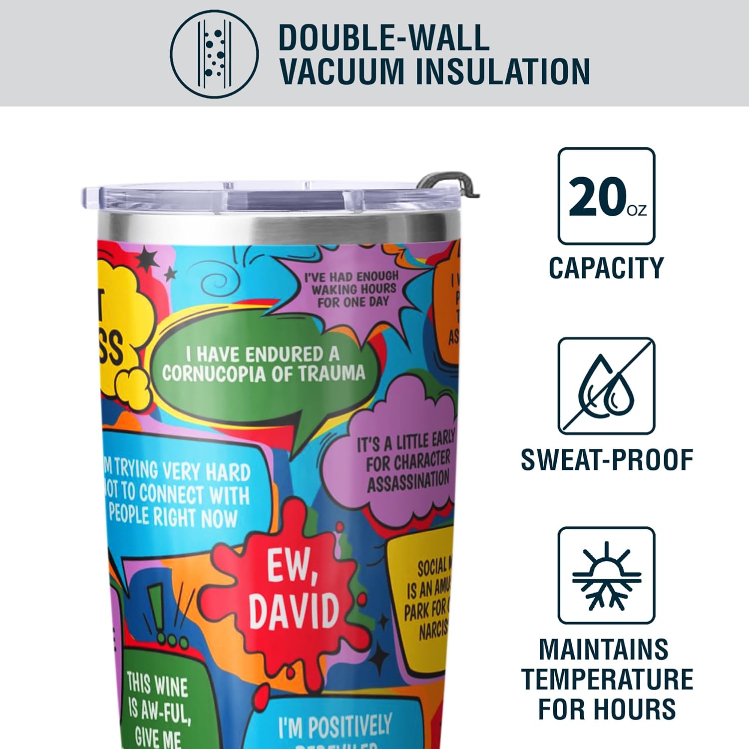 Bad Bananas Schitts Creek gifts - 20oz Stainless Steel Insulated Sublimaiton Tumbler - Famous Quotes - Schitts Creek Merchandise