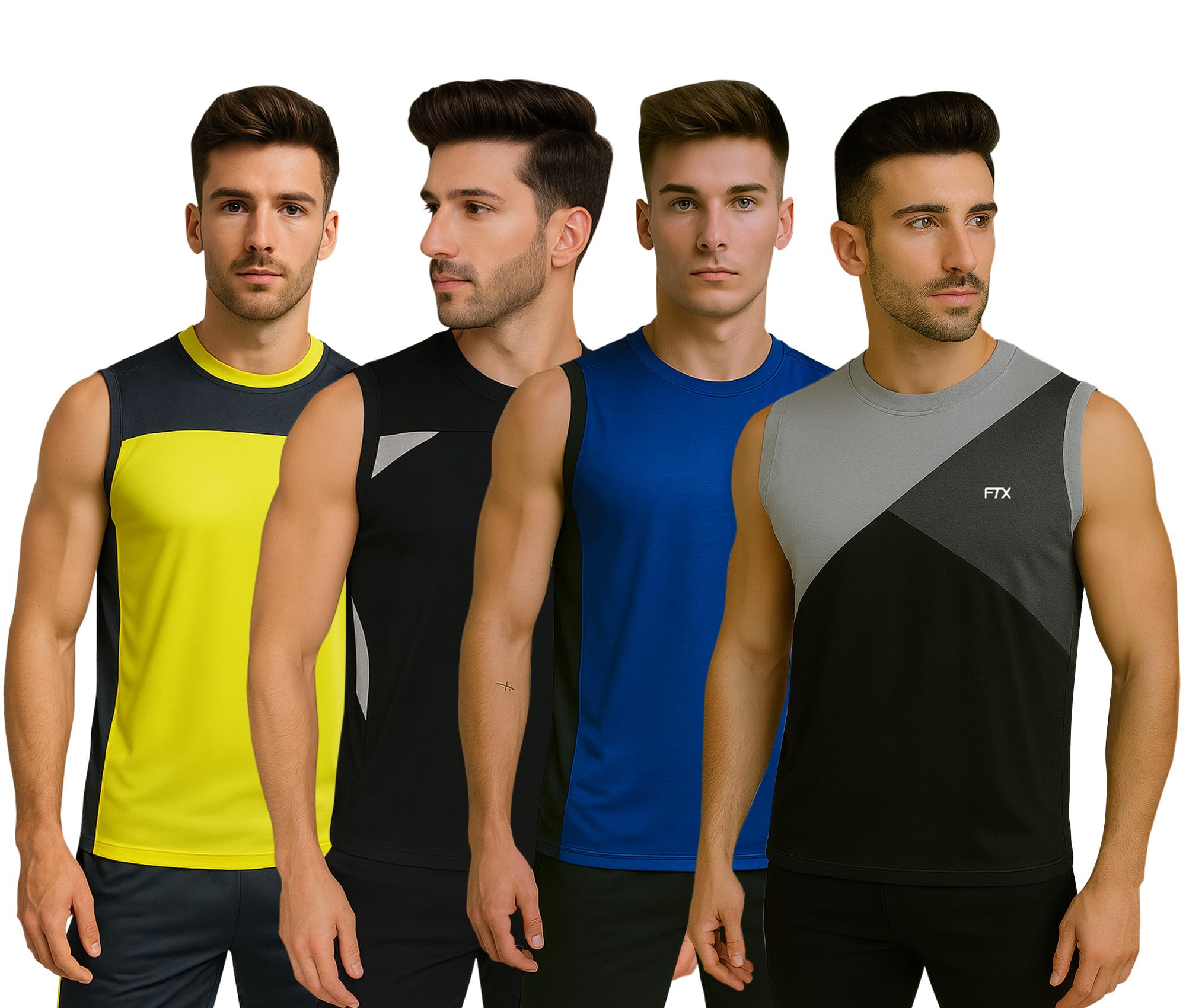 ftx Drifit Colorblock Sleeveless Activewear Sports Tshirt for Men (Pack of 4)-picture-17
