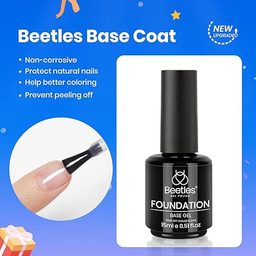 Miniatura 4 de beetles Gel Polish Juego de 3 esmaltes de gel de 0.5 fl oz que no se limpian y capa base de gel blanco para remojar con lámpara de uñas UV, acabado