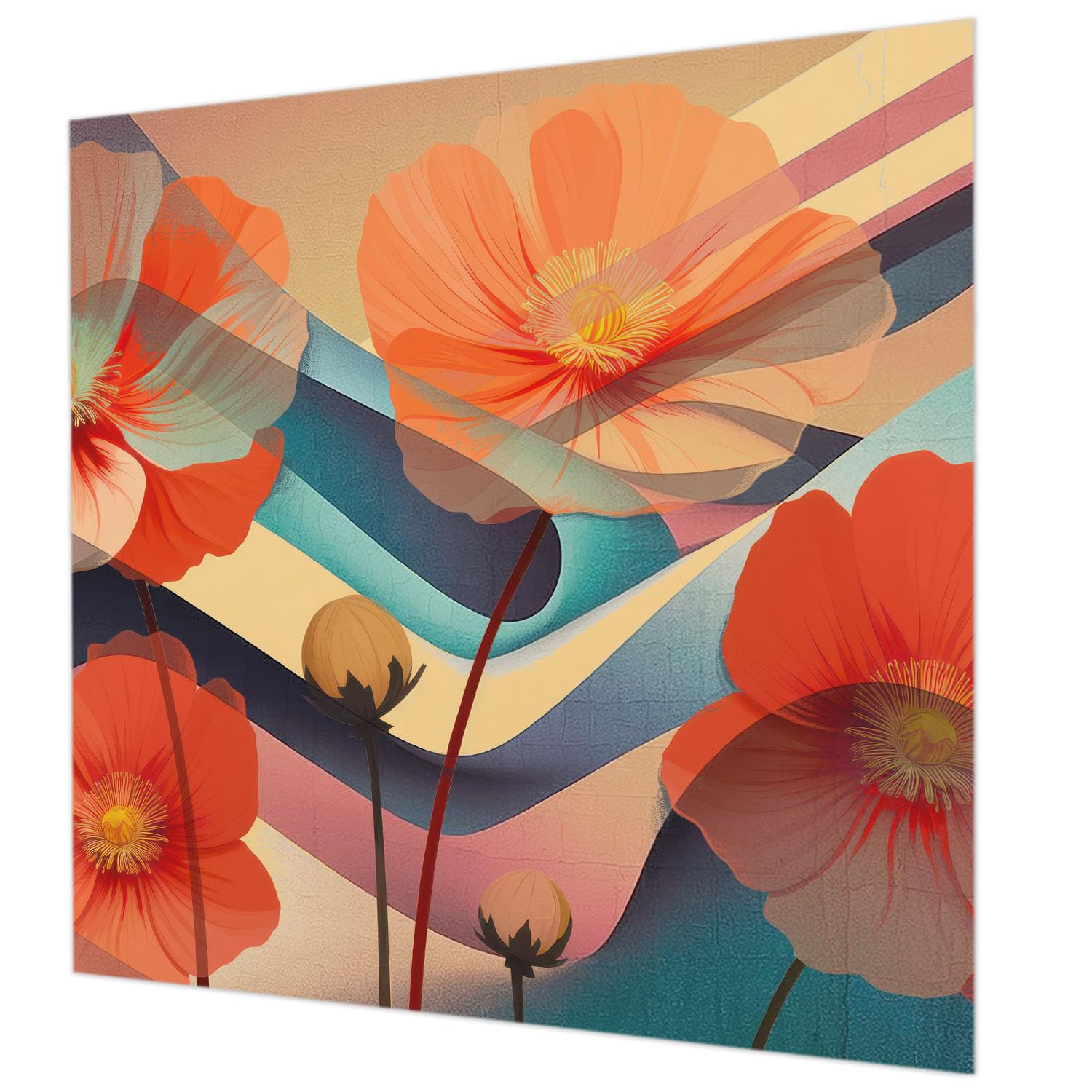 Papier peint fleurs des sens 250x250 cm avec colle incluse pour decoration murale salon