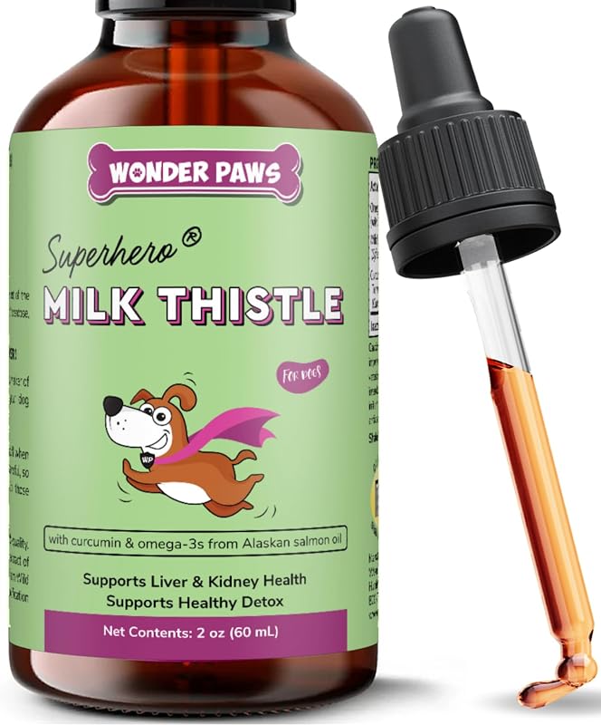 Suplemento líquido de cardo-mariano para cães Wonder Paws com óleo de salmão e curcumina, 56 g
