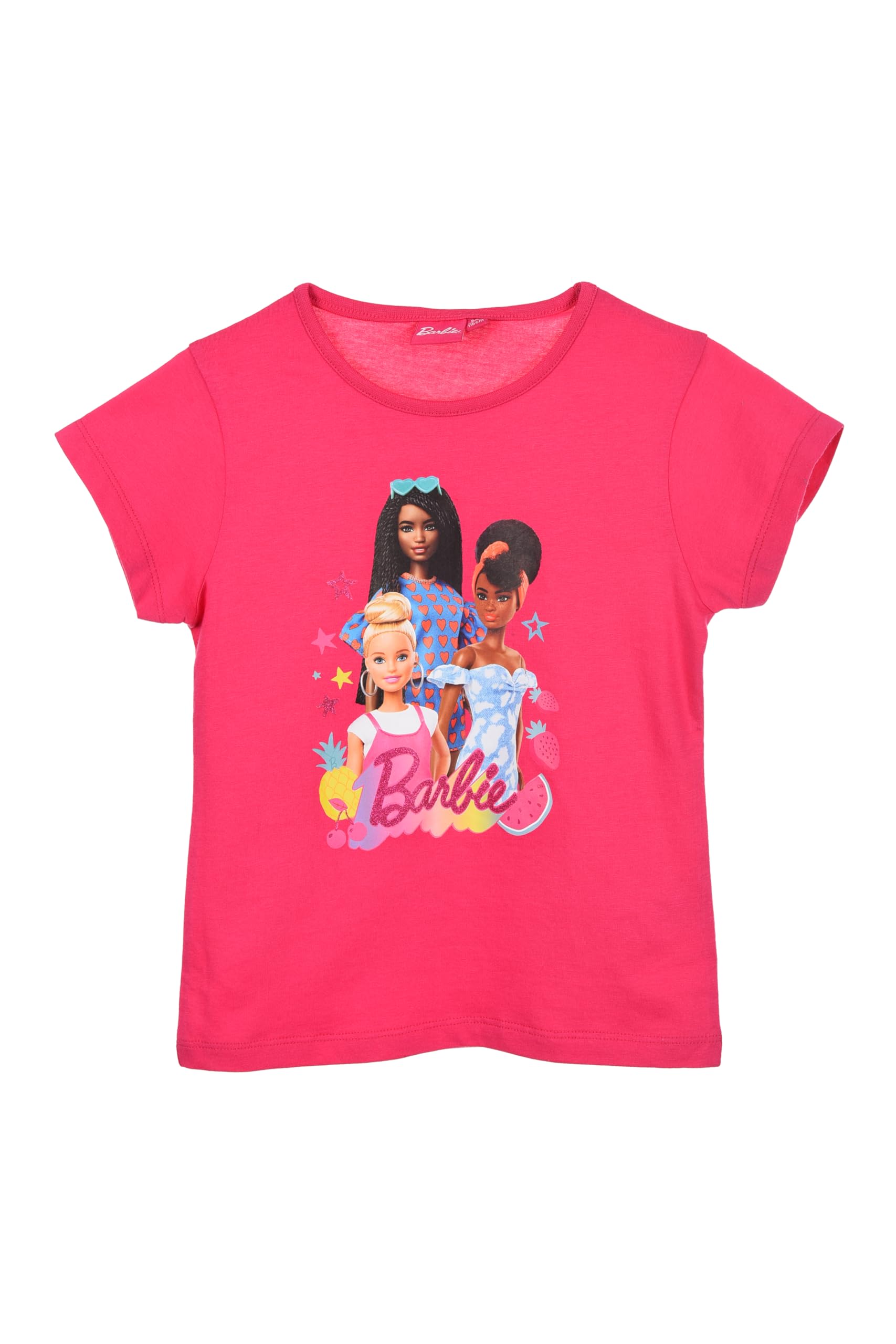 Barbie T-Shirt a Mezze Maniche per Bambine e Ragazze, a Tinta Unita, 100% Cotone (IT, età, 10 Anni, Fucsia)
