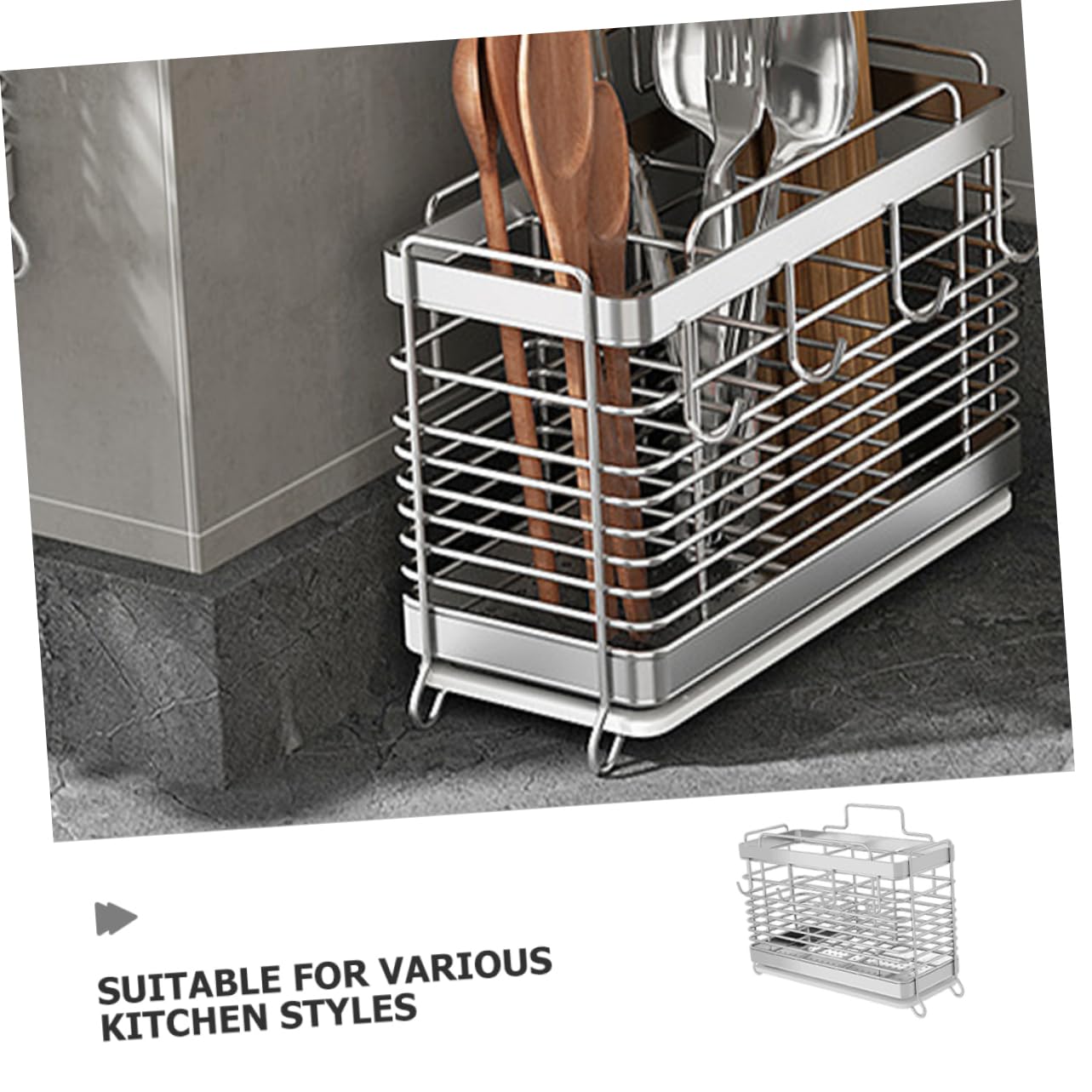 SOLUSTRE Efficient Organization Wall-Mounted Cutlery Holder Over Sink Drying Rack Easy Installation