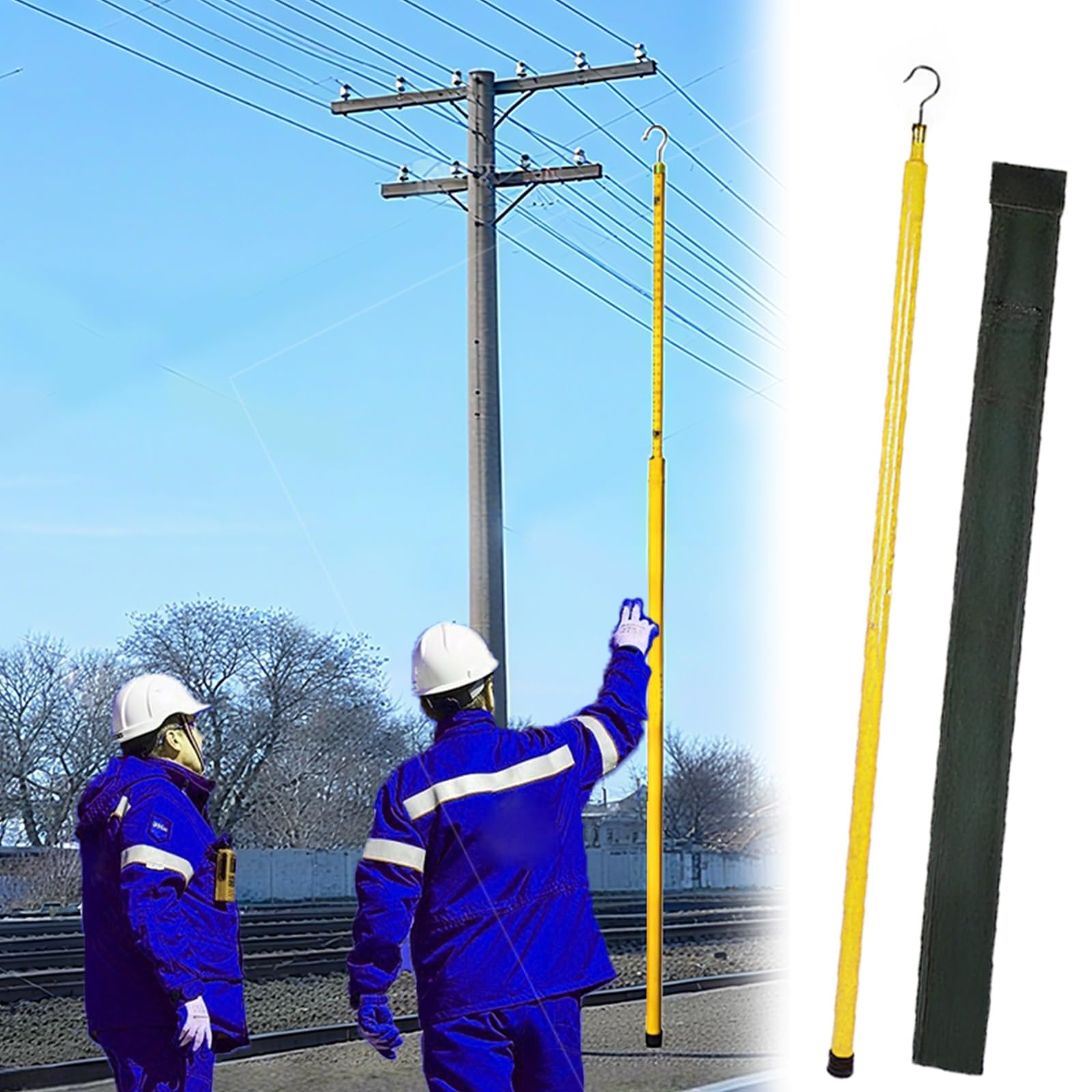 Genérico Vara de medición telescópica aislada: Varilla de medición eléctrica Ligera para una medición de Altura Segura, construcción de Resina Duradera, Ideal para Profesionales y proyectos de bricol