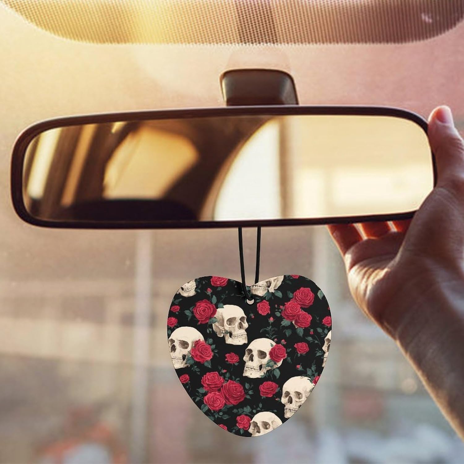 Skull And Rose Car Air Freshener Cute Hanging Aromatherapy Tablets for Car Home Love form