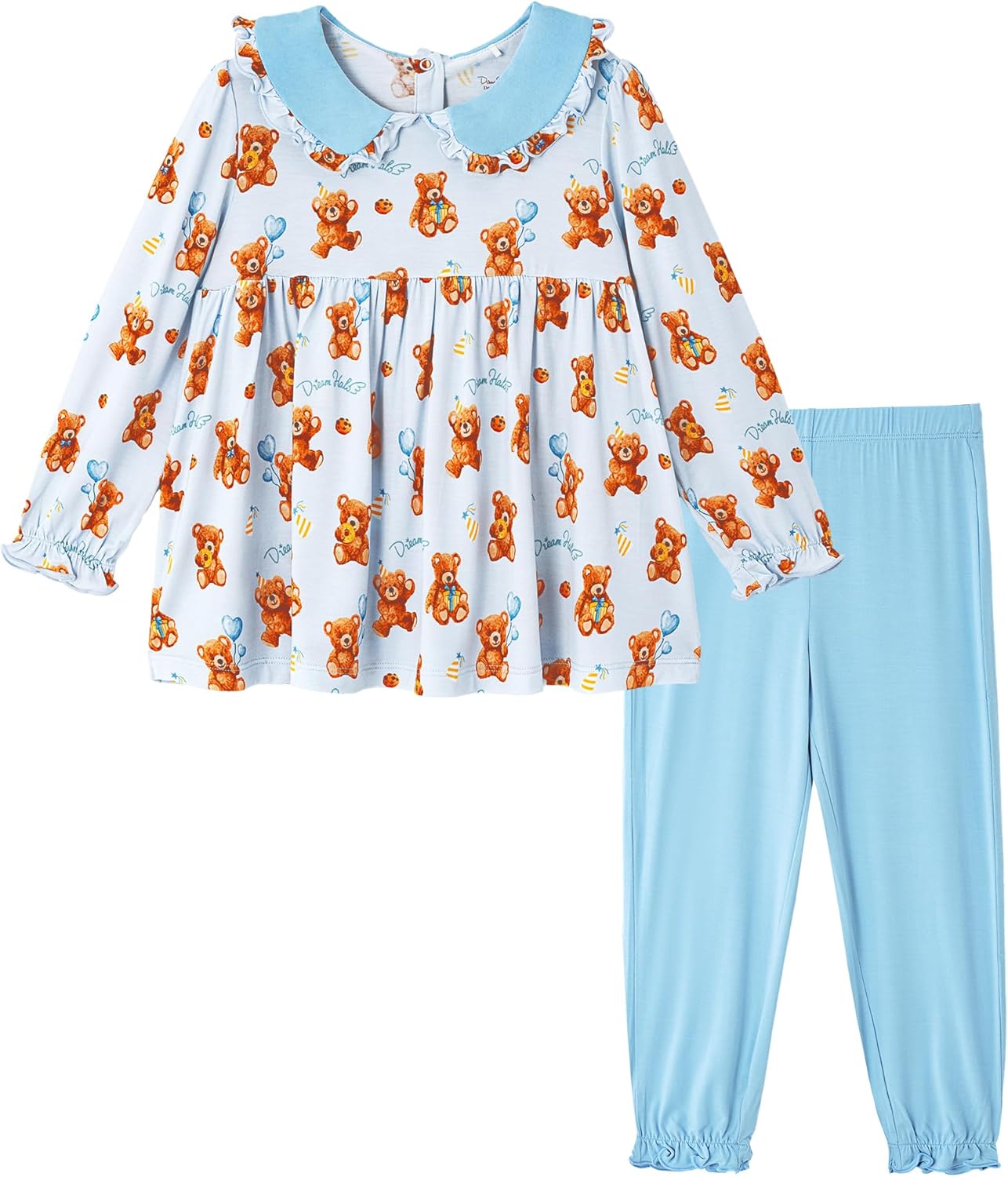 Toddler Girls' Clothes-Viscose from Bamboo, Long Sleeve Ruffle Top with Pant Sets for Kids 2Pcs Fall Outfits 2T-6Y
