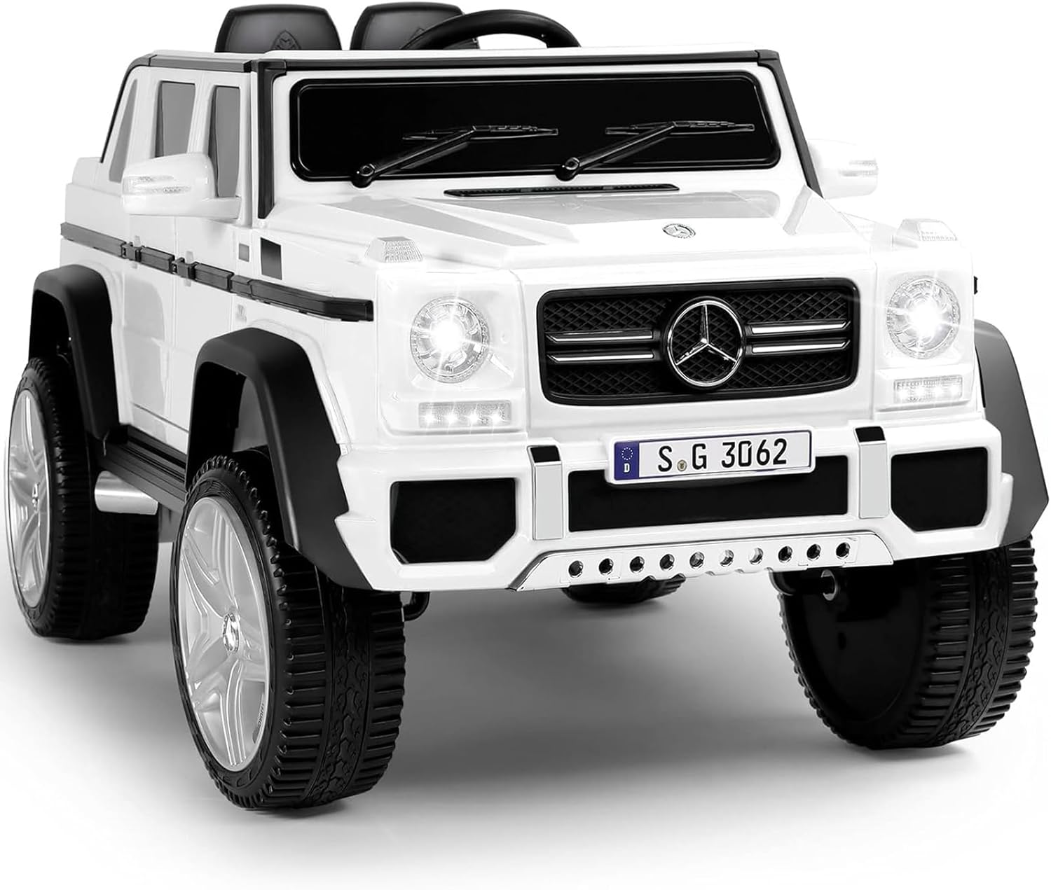 OLAKIDS Kids Ride On Car, Licensed Mercedes-Benz Maybach G650S with Remote Control, 12V Battery Powered Electric Vehicle Driving Toy with 3 Speeds, Wheels Suspension, Horn, Music, USB, TF (Beige)