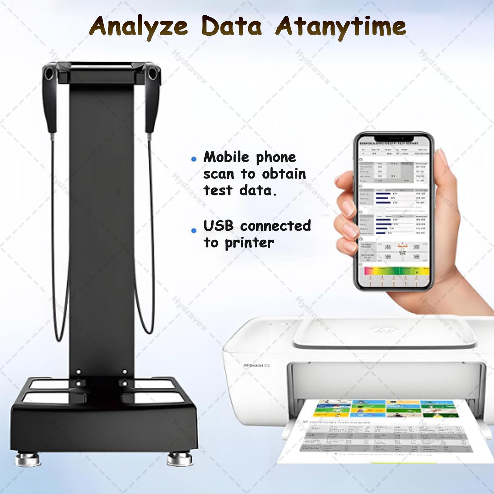 Analizzatore di composizione corporea con stampante, bilancia elettronica a ultrasuoni HD Touch da 8 pollici, misurazione BMI, bilancia digitale per ospedali e farmacie, per monitor di composizione