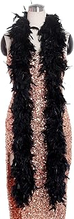 Federboa Plumas Boa Accesorio de disfraz para los años 20 de 1920s Gatsby Carnaval Halloween Carnaval Disfraz de teatro (2 m, 6,6 m), color negro