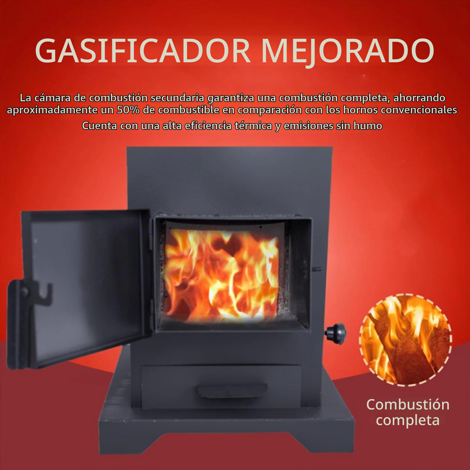 Estufa Pellets, Estufa LeñA Interior Con 3 Entradas De Aire Y Horno De Hierro Fundido, CombustióN Completa, Sin Humo For Cocinar Y Hervir Agua