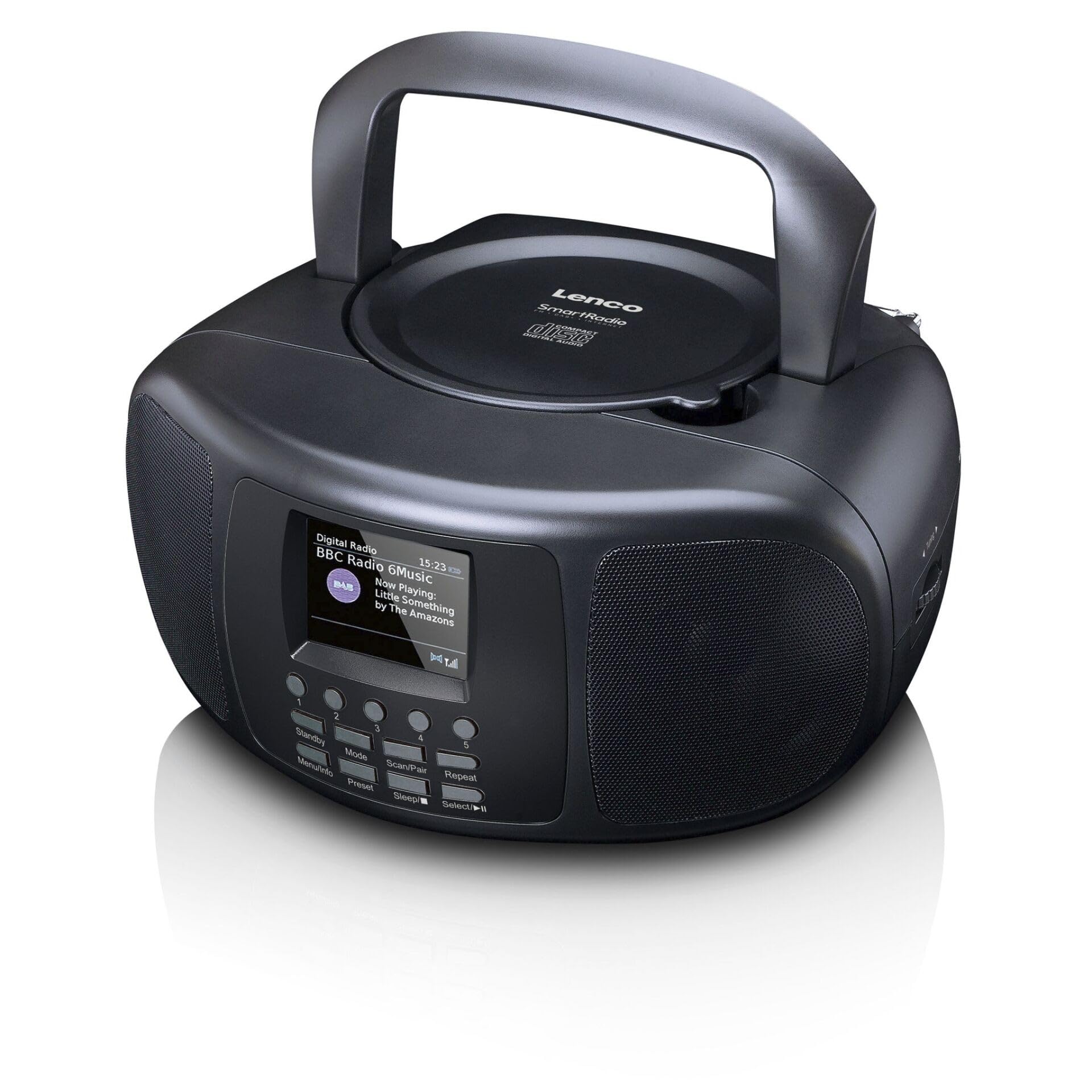 Lenco SCD-6000 Radio Internet portatile con DAB+/FM, Bluetooth, lettore CD e display a colori TFT LCD da 2,4 pollici, WLAN a doppia banda, suono stereo - nero