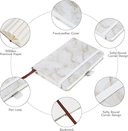 Miniatura 7 de Animusphere Paquete de 2 cuadernos de bolsillo pequeños de 4 pulgadas x 5.7 pulgadas, 200 páginas, cubierta de cuero con soporte para bolígrafo,