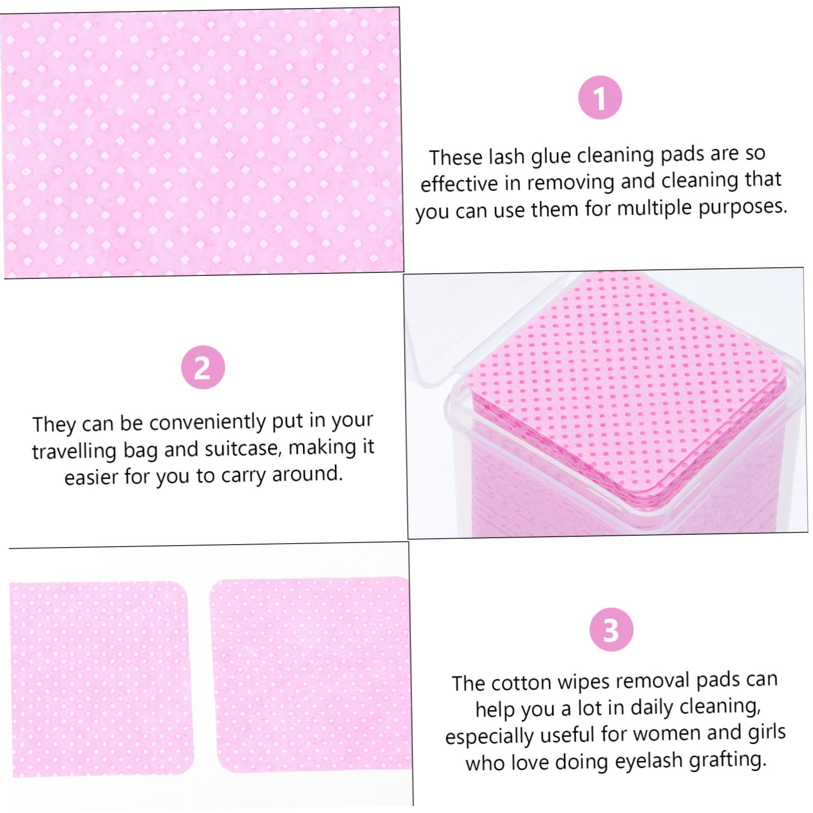 Didiseaon Eyelash Glue 600pcs Glue Removal Pads Cotton Cloth for Lash Glue Cleaning