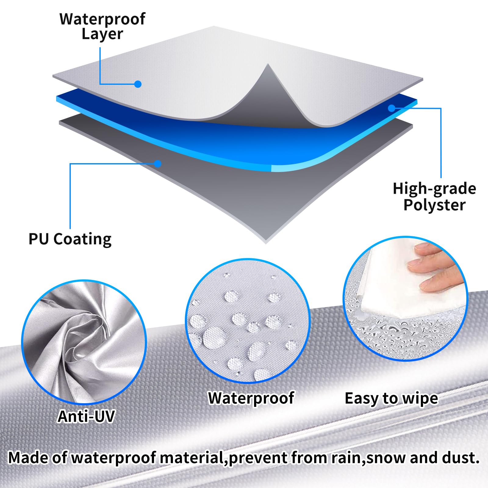 Copertura per Mobili da Giardino 170x70x100cm/LxWxH Panno 420D Oxford Copertura Tavolo Esterno Impermeabile Coperture per Mobili Tavoli e Sedie da Cortile Raggi UV Resistente allo Strappo