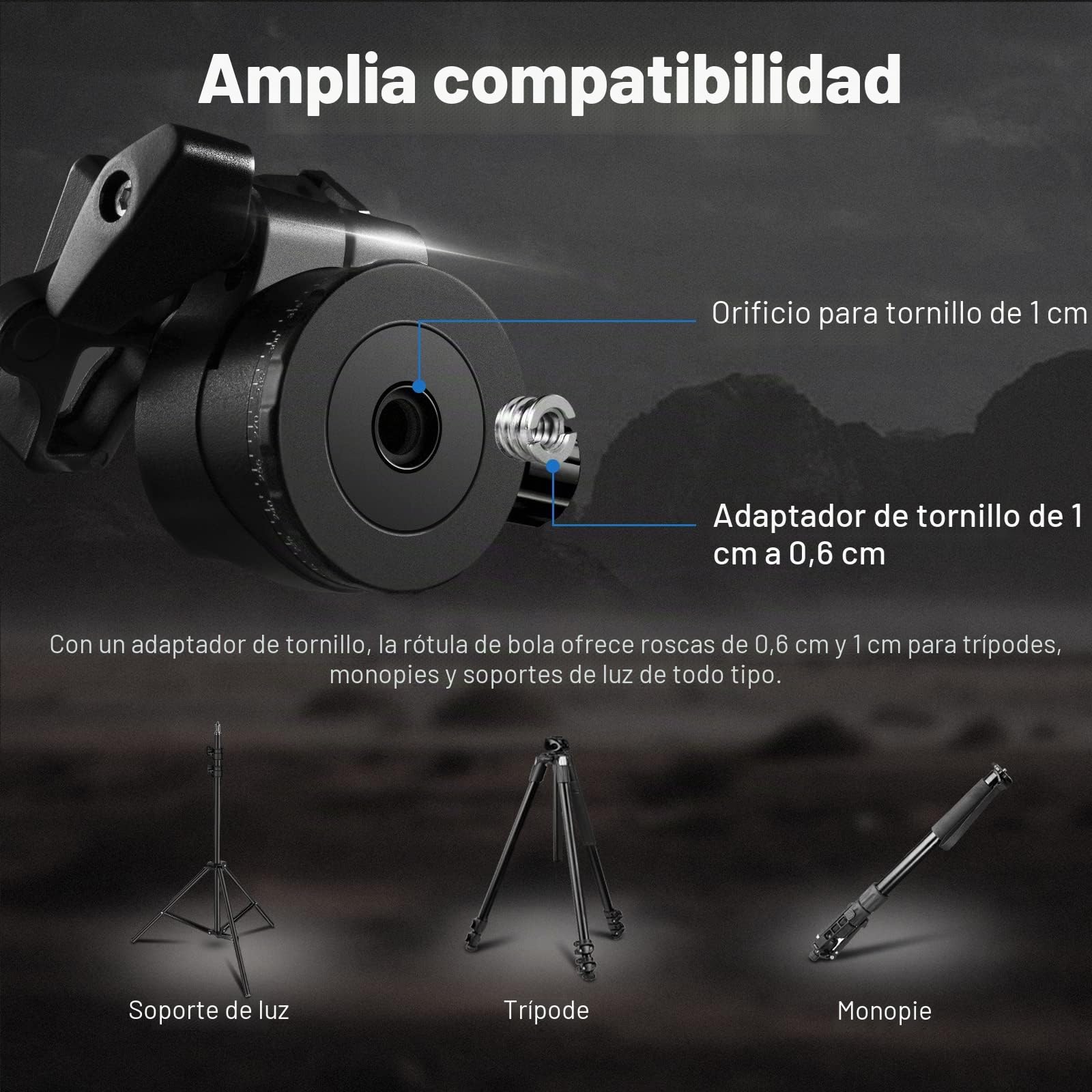 NEEWER Cabeza de Bola de Perfil Bajo para Trípode de Cámara, 36mm Cabeza de Bola Panorámica de Metal Compatible con 1/4" Placa de Liberación Rápida Arca para Monopié Slider DSLR,MAX Carga: 15kg, GM36