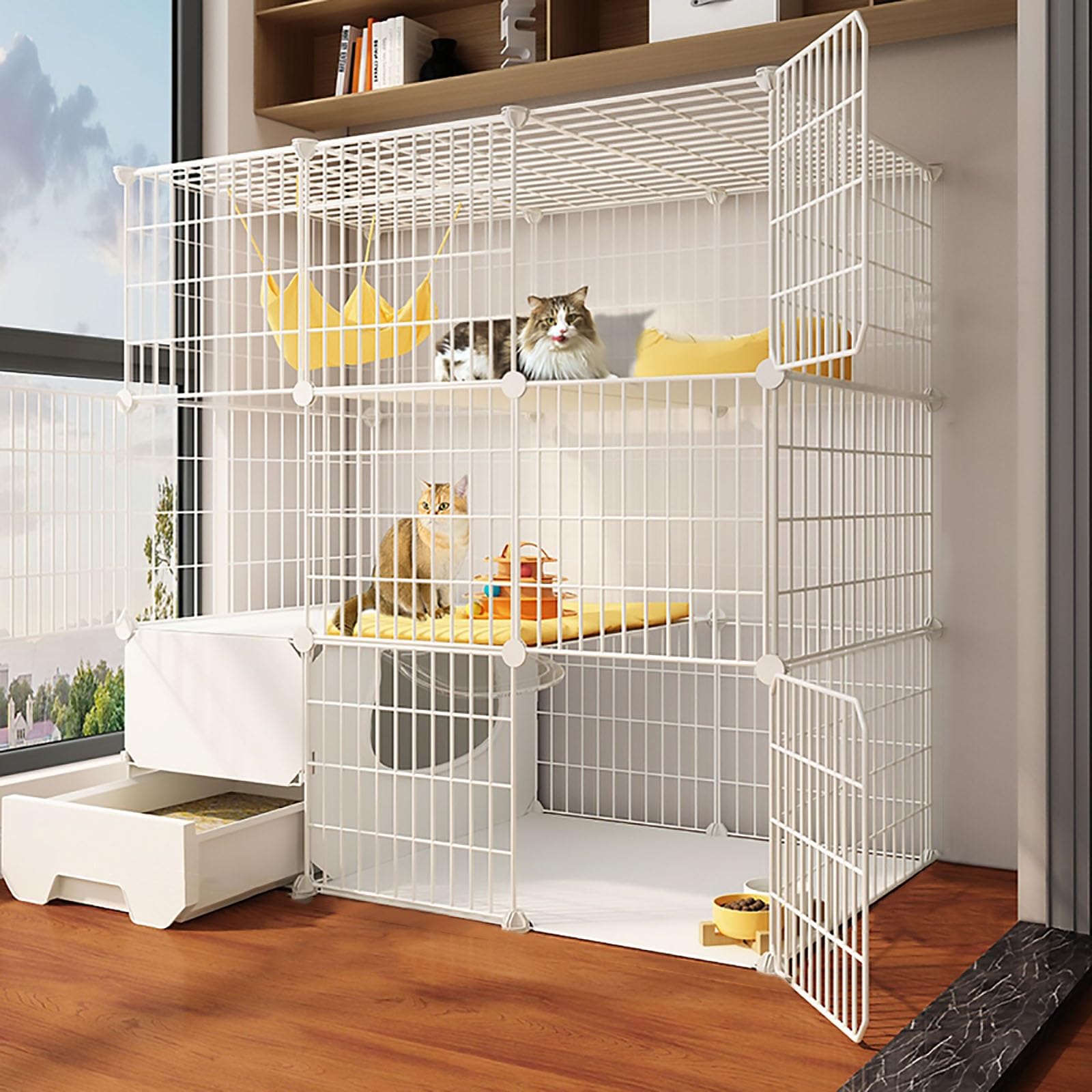 Cage pour chat d'intérieur modulable et grand enclos à monter soi-même
