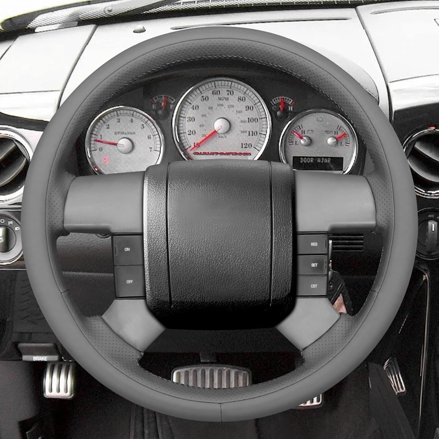 MEWANT Hand Sewn 3D Style Steering Wheel Cover Wrap for Ford F150 F250 F350 2004-2008 Accessories for Ford F150