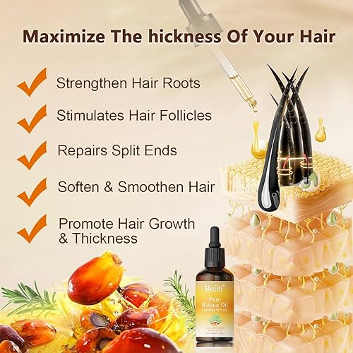 Miniatura 4 de Buiiti Aceite de batana con romero para el crecimiento del cabello, 100% orgánico de Honduras, reduce la pérdida de cabello y desintoxica tu cuero