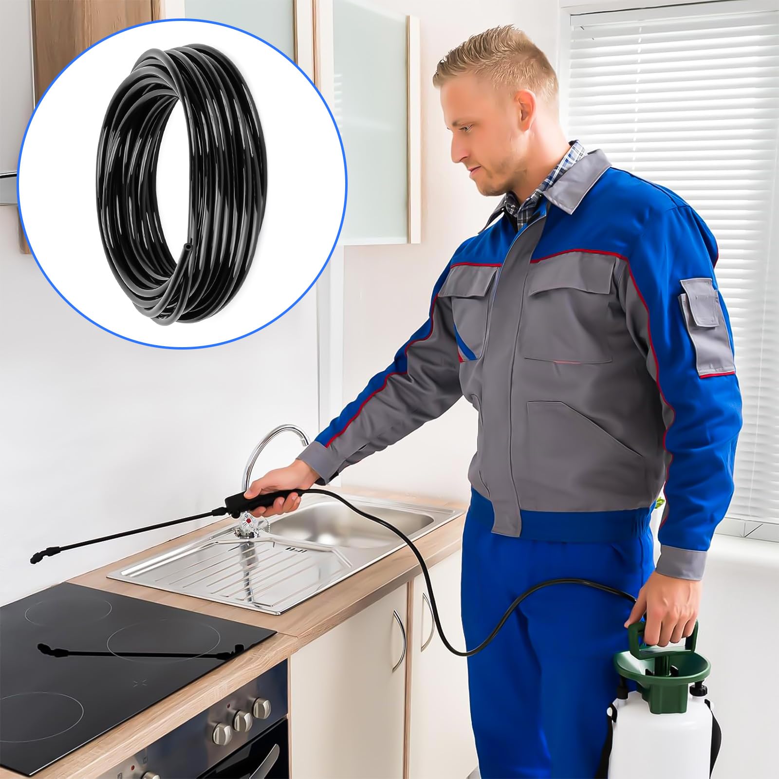 Tubo Silicone 8 m ID 4 mm OD 8 mm con Morsetti per Auto Aria Acqua