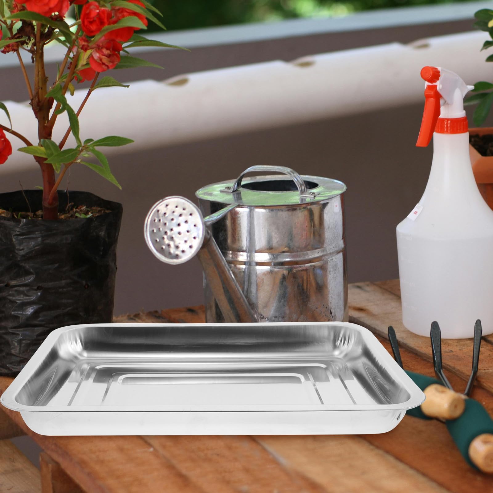 DOITOOL 6 Bandejas de Acero Inoxidable para Germinación de Semillas y Plantas, Bandejas Portátiles y Fáciles de Trasplante para Jardinería Interior y Viveros