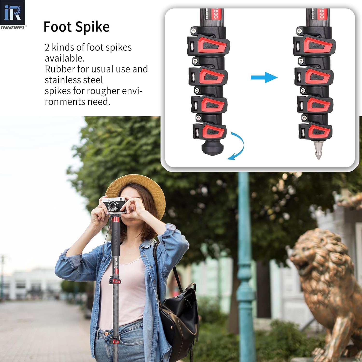 Camera Monopod INNOREL VM80C Carbon Fiber Portable Compact Lightweight Travel Monopod with Fast Flip Lock for Canon Nikon DSLR Camera Video Camcorder DV Photography Load 33lbs/15kg Height 66.9in/170cm