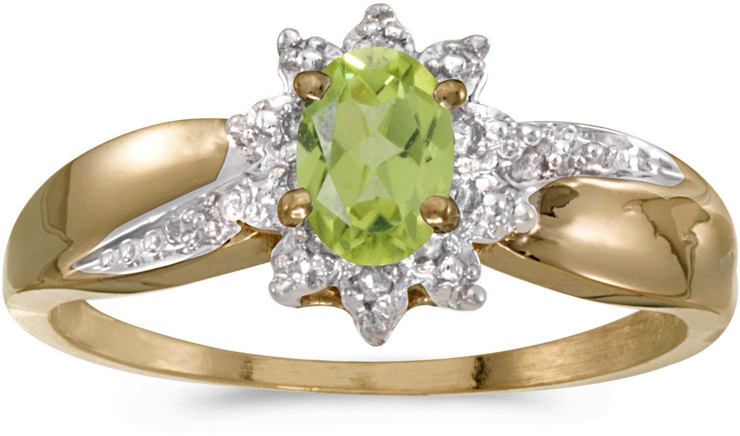 BillyTheTree Jewelry14k Yellow Gold Oval Peridot and Diamond Ring