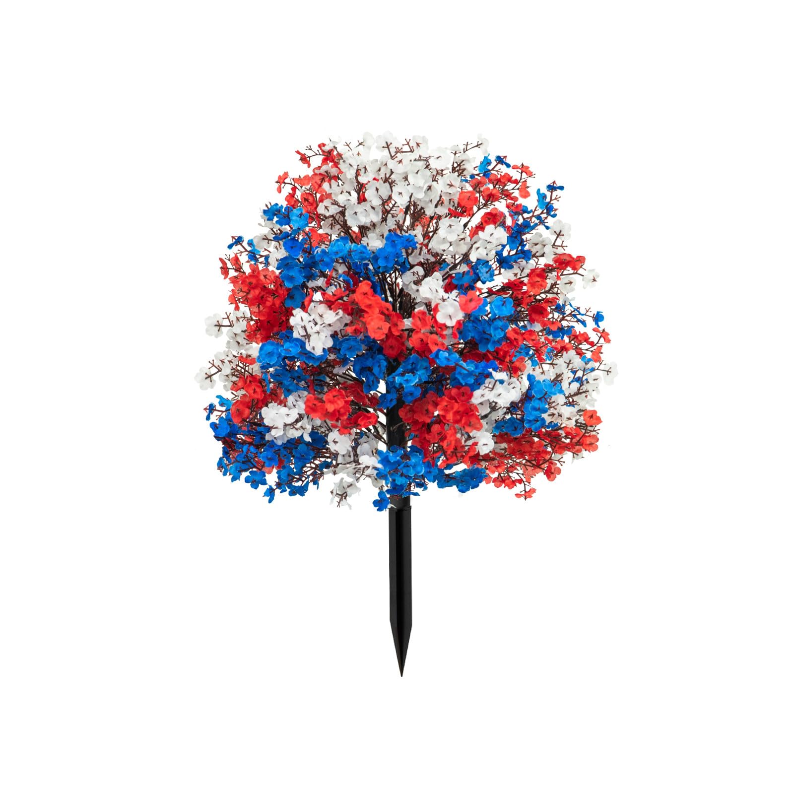 Photo 1 of 4th of July Babys Breath Artificial Flowers Topiary Ball Tree with Ground Stake, 20inch Red White and Blue Patriotic Flowers for Planter Porch Patio Yard Garden Decor