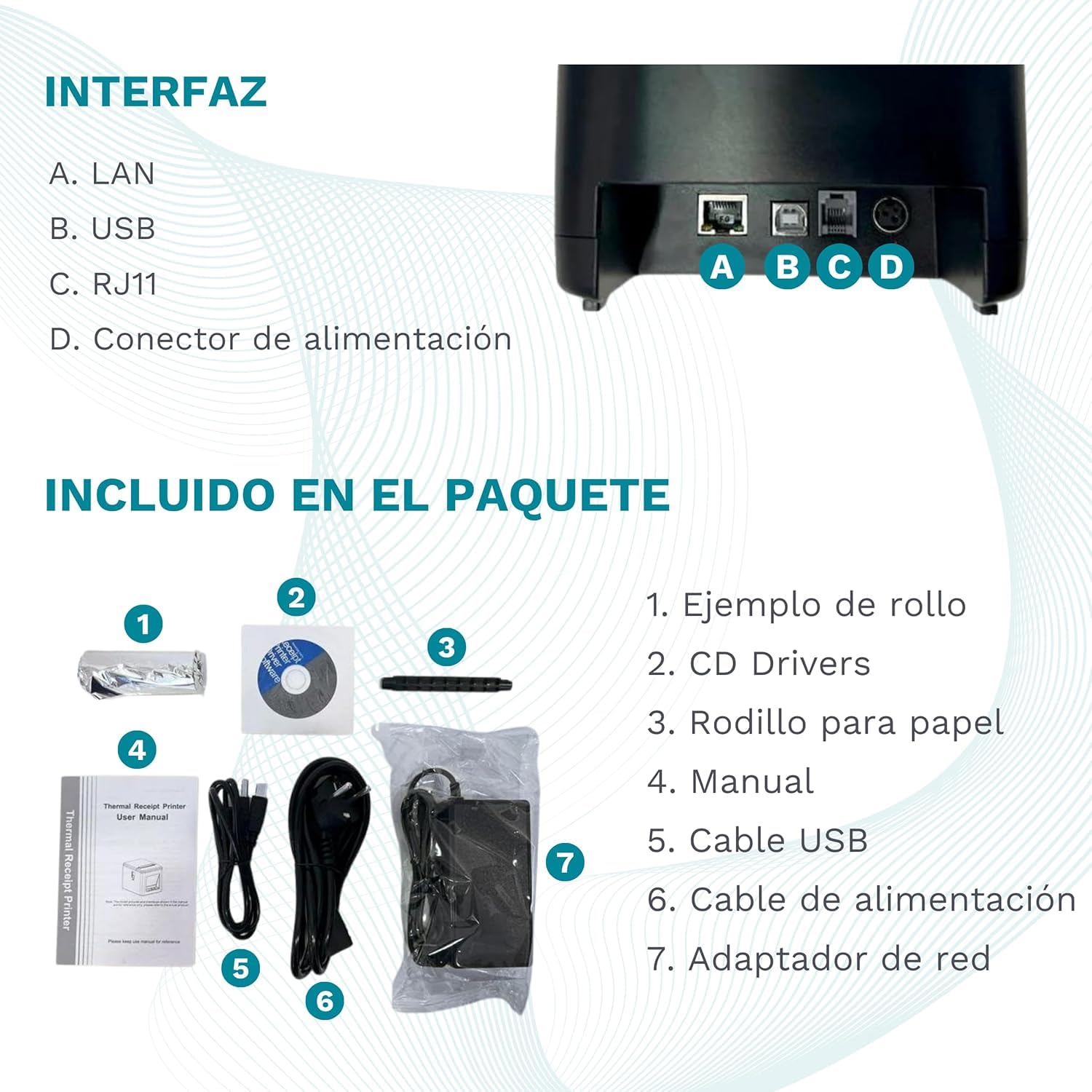 GEON Impresora Tickets 80mm - USB + LAN - Papel Térmico 80 mm - Impresora Termica sin Tinta - Corte Automático - Velocidad de Impresión 200 mm/s - Compatible con Windows - Zazoo