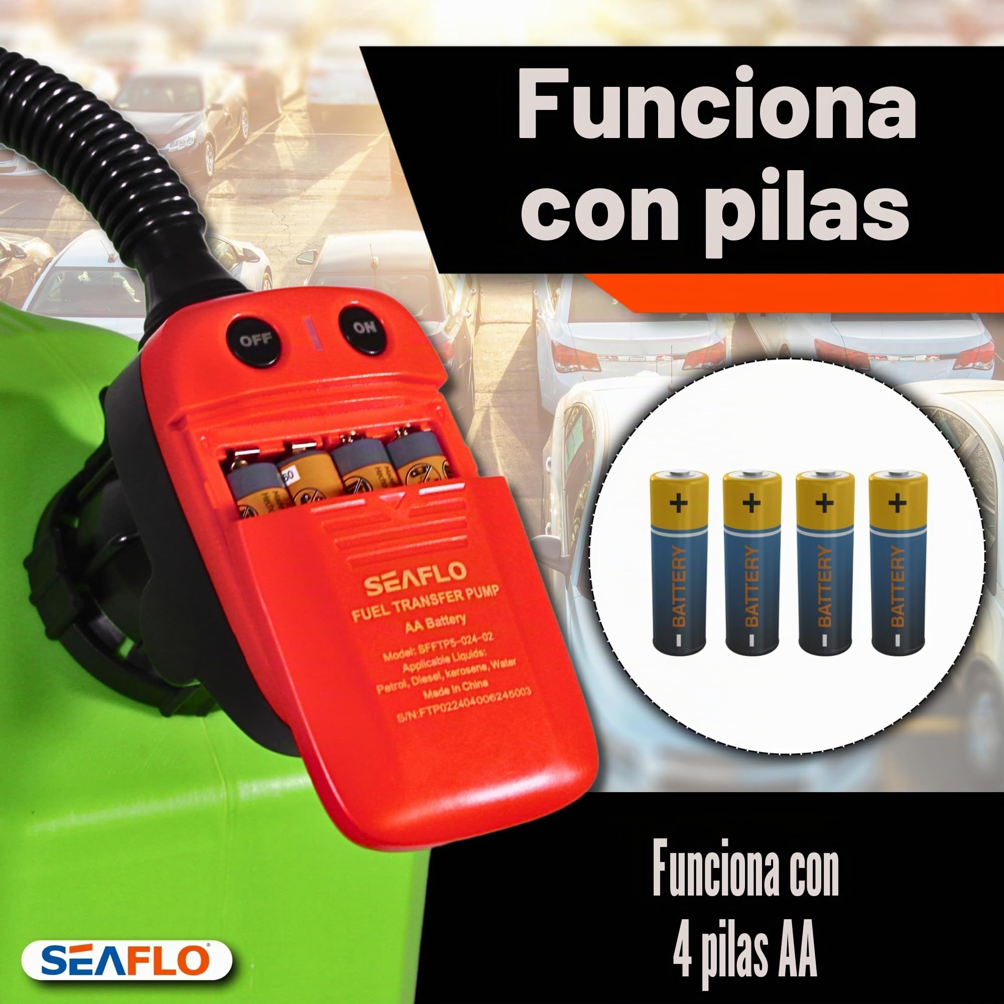 SEAFLO 552135 BOMBA DE TRANSFERENCIA AUTÓNOMA para Combustible, Aceite, Agua, Adblue, 9L/MIN