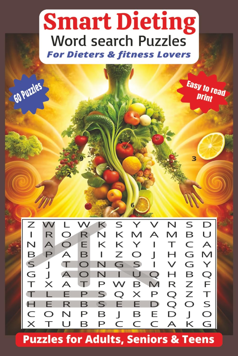 Smart Dieting Word Search Puzzle book: 60 Puzzles, 120pages Fun Dieting Word Search for Brain Boost & Motivation