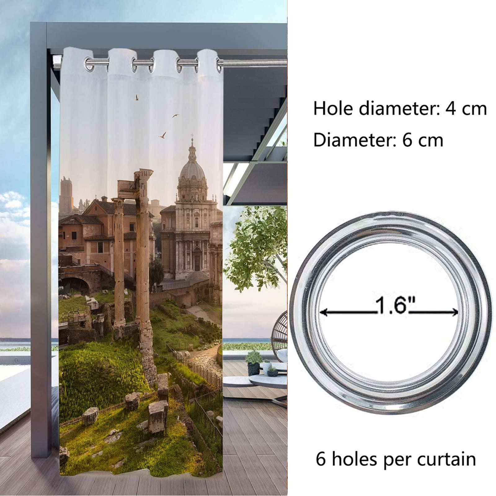 LDIW Thermo Vorhang Gardinen Simulation 3D-Vorhänge Wasserdicht Verdunkelungsvorhang mit Ösen für Veranda/Hof/Schlafzimmer (2_Stück),2,210 * 270cm