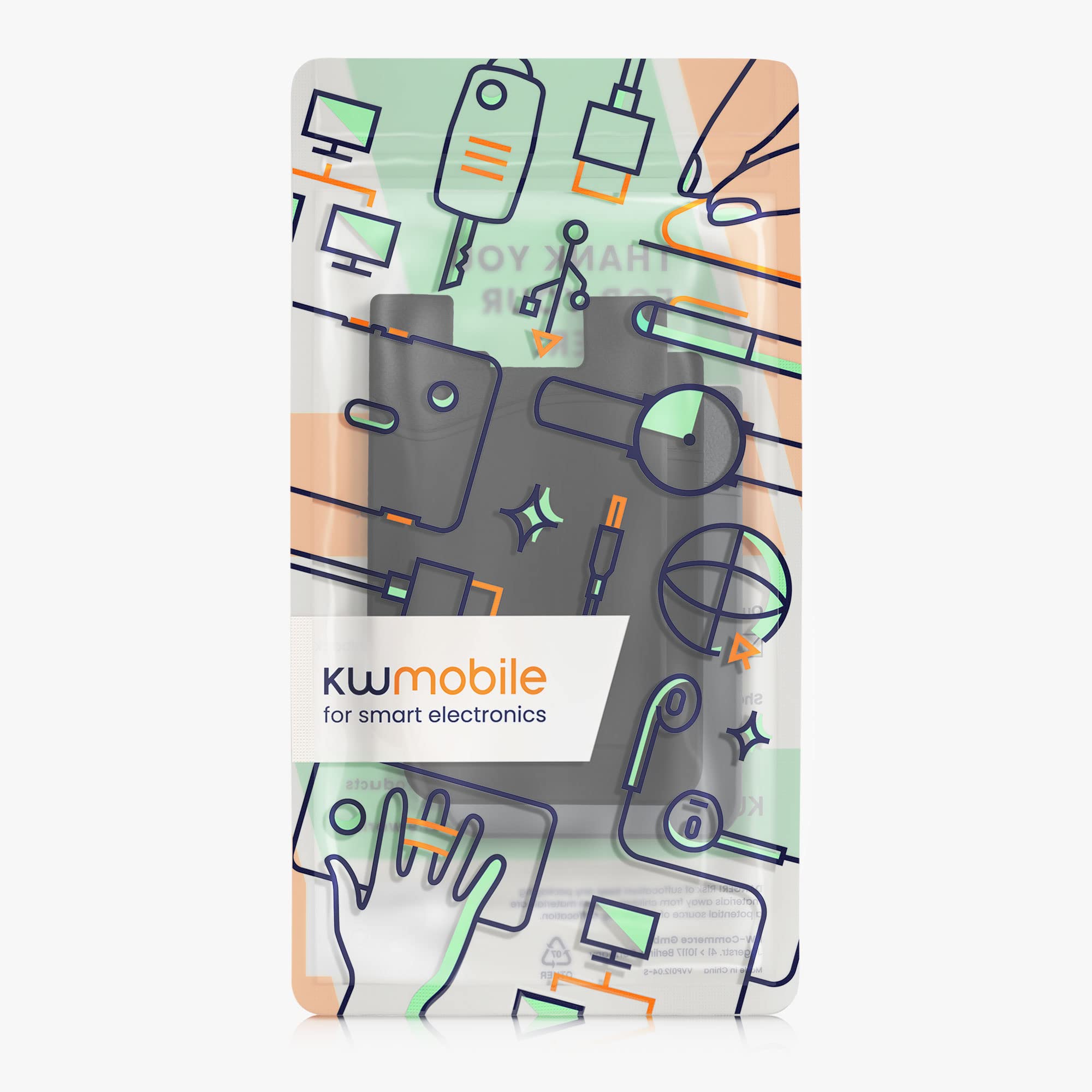 kwmobile Porte-Carte Adhésif Silicone pour Smartphone - Pochette Autocollante Format Carte Bleue