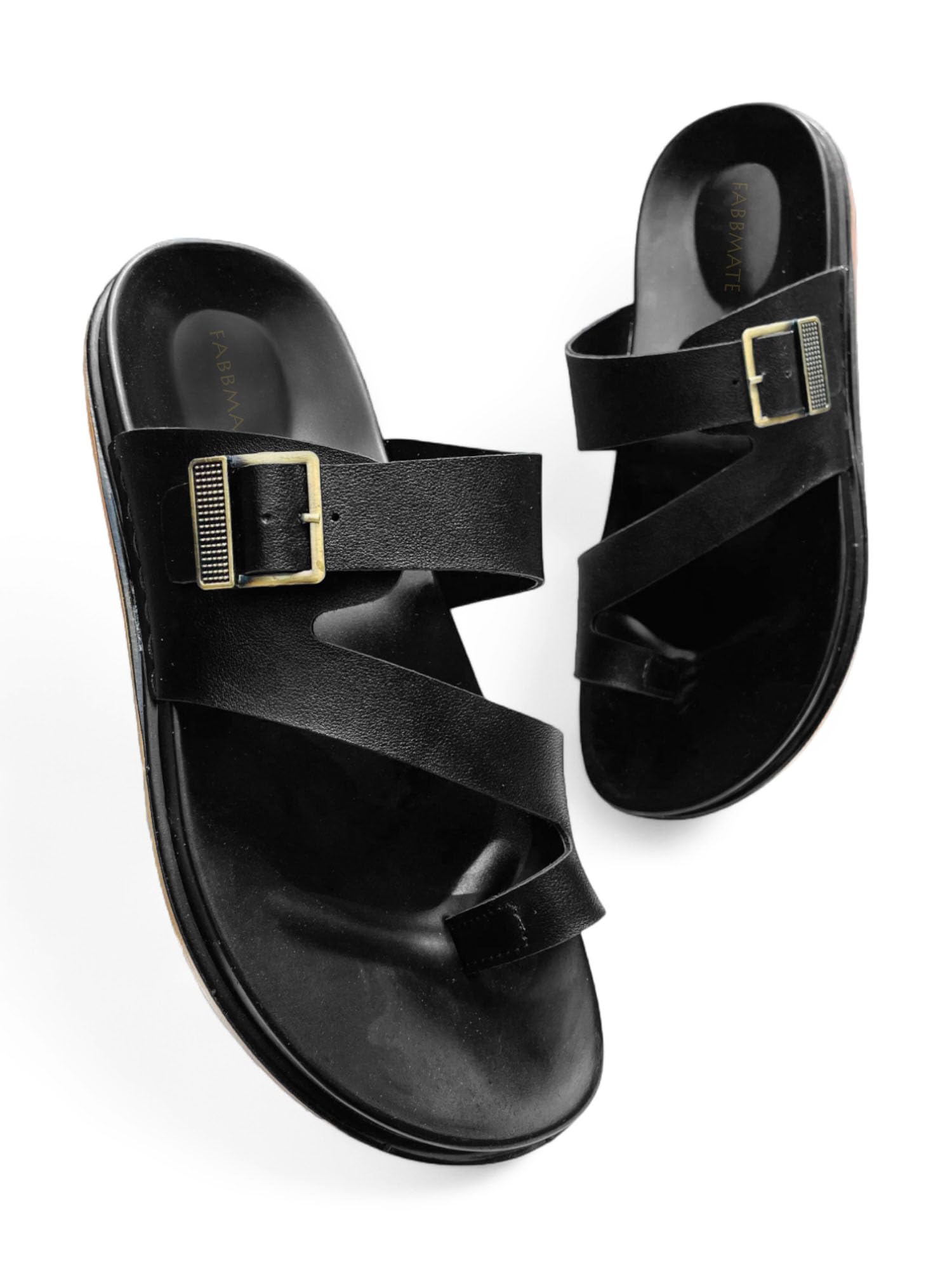 fabbmate Synthetic Leather One Toe Sandal for Men's Pack of Black-picture-52