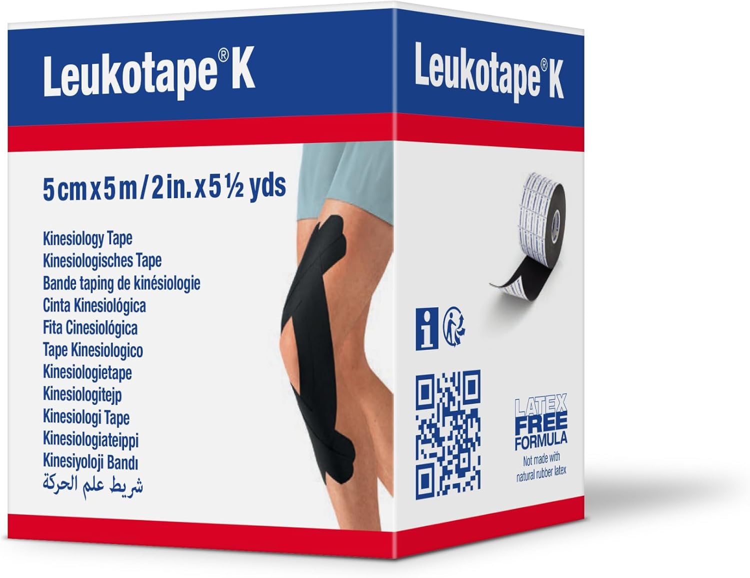 LEUKOTAPE K 2 Inch X 5.4 Yard, Black (Pack of 5)