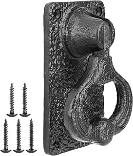 Black Door Knocker for Front Door, Heavy Duty Cast Iron Exterior Home Door Knocker for Doors, for Vintage Wooden Barn Shed Doors, Garden, Wooden House, Farmhouse, Home Décor Accessories
