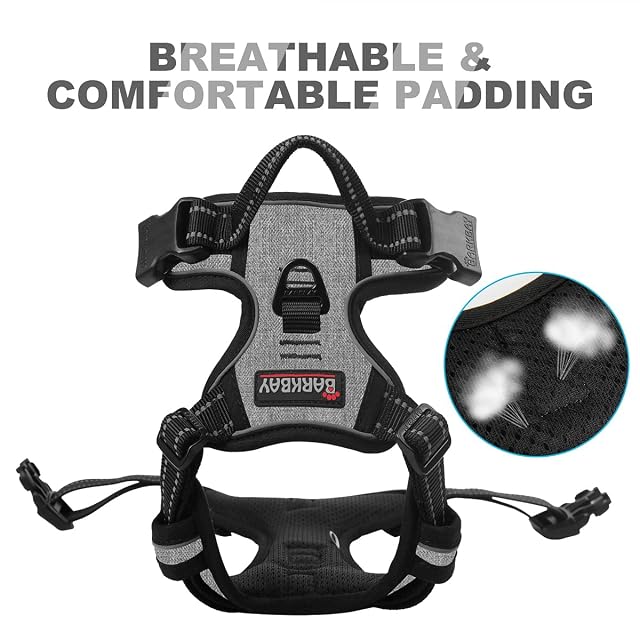 Foto 8 de 8 de BARKBAY - Arnés antitirones para perro con clip frontal, resistente, reflectante, asa de fácil control…