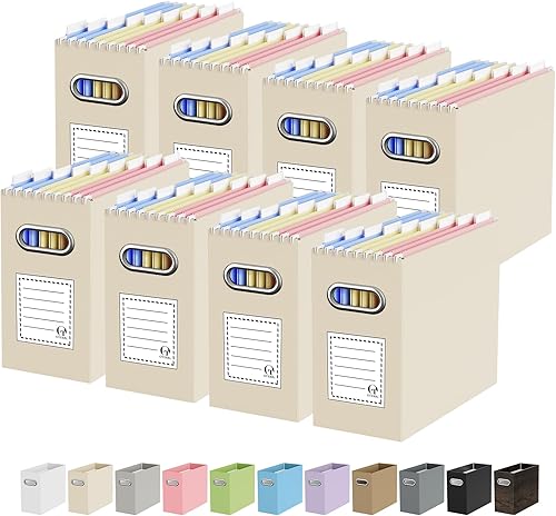 Vista 53 de Caja organizadora de archivos de cartón Oterri para carpetas de archivos colgantes tamaño carta, caja de archivos para escritorio de computadora