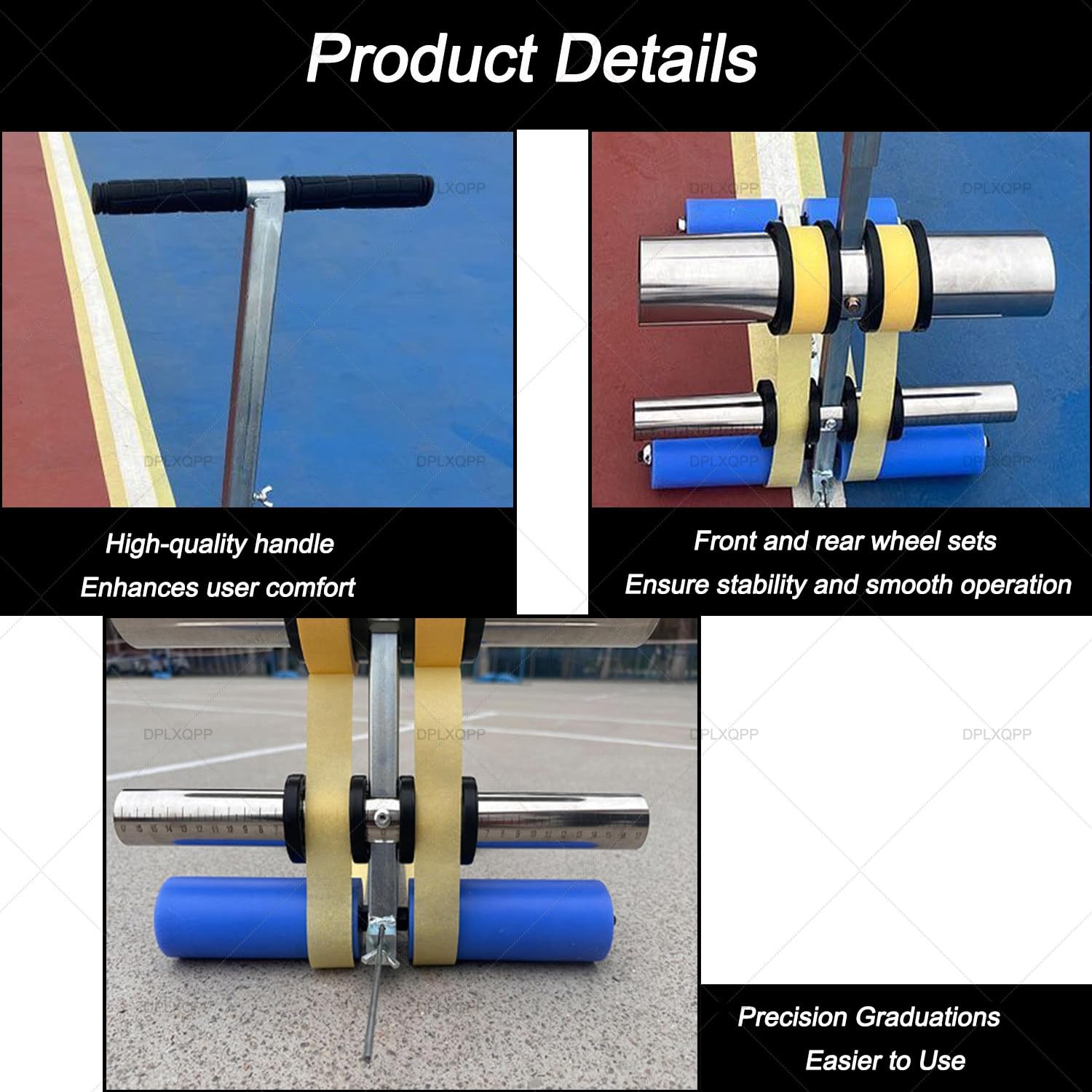 Stahl-Klebeband-Applikator, verstellbares Linienmarkierungswerkzeug für Parkplätze, Plätze, Straßen, 14 cm maximale Bandbreite, Kreis-Zeichnungs-Set
