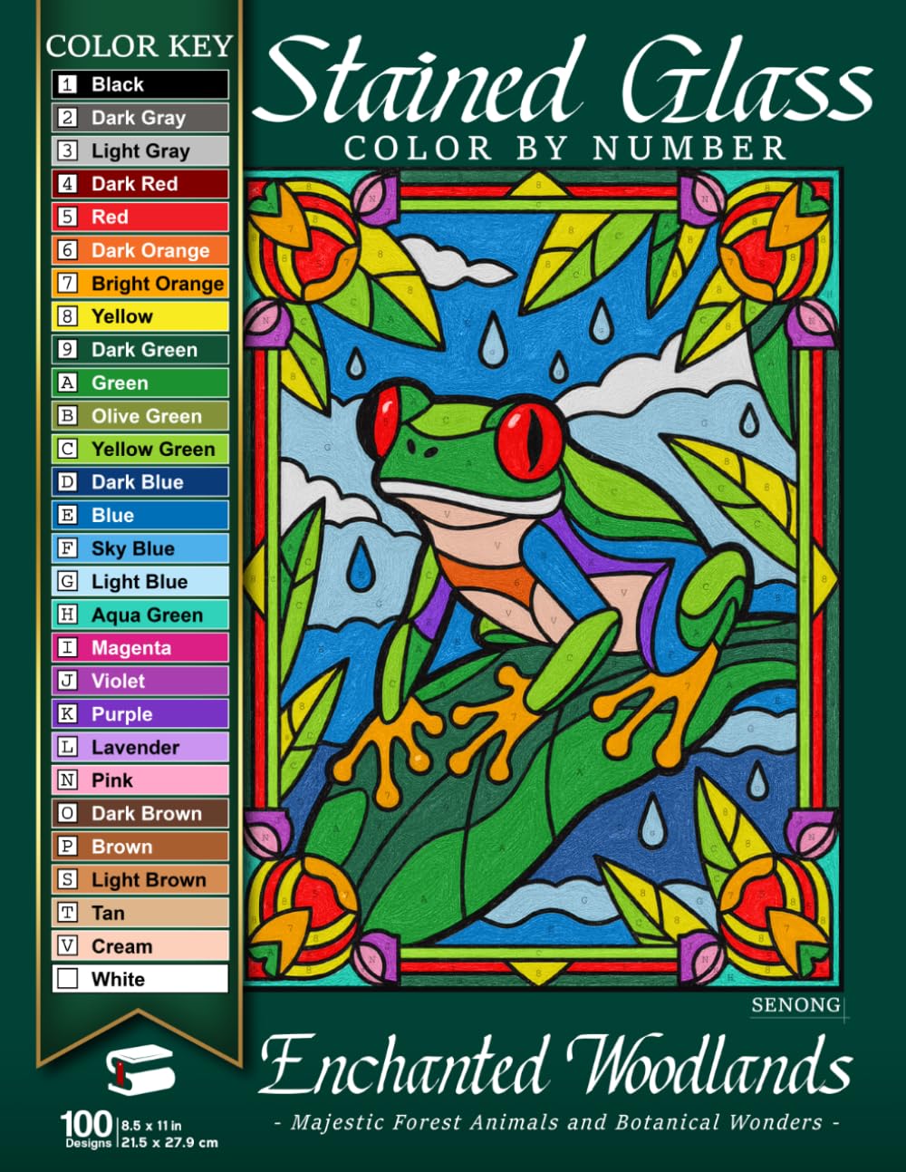 Enchanted Woodlands Stained Glass Color by Number: Majestic Forest Animals and Botanical Wonders