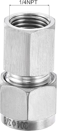 Miniatura 8 de uxcell Tubo de compresión 14NPT rosca hembra x tubo de 14 "OD recto adaptador de acoplamiento de acero inoxidable 304