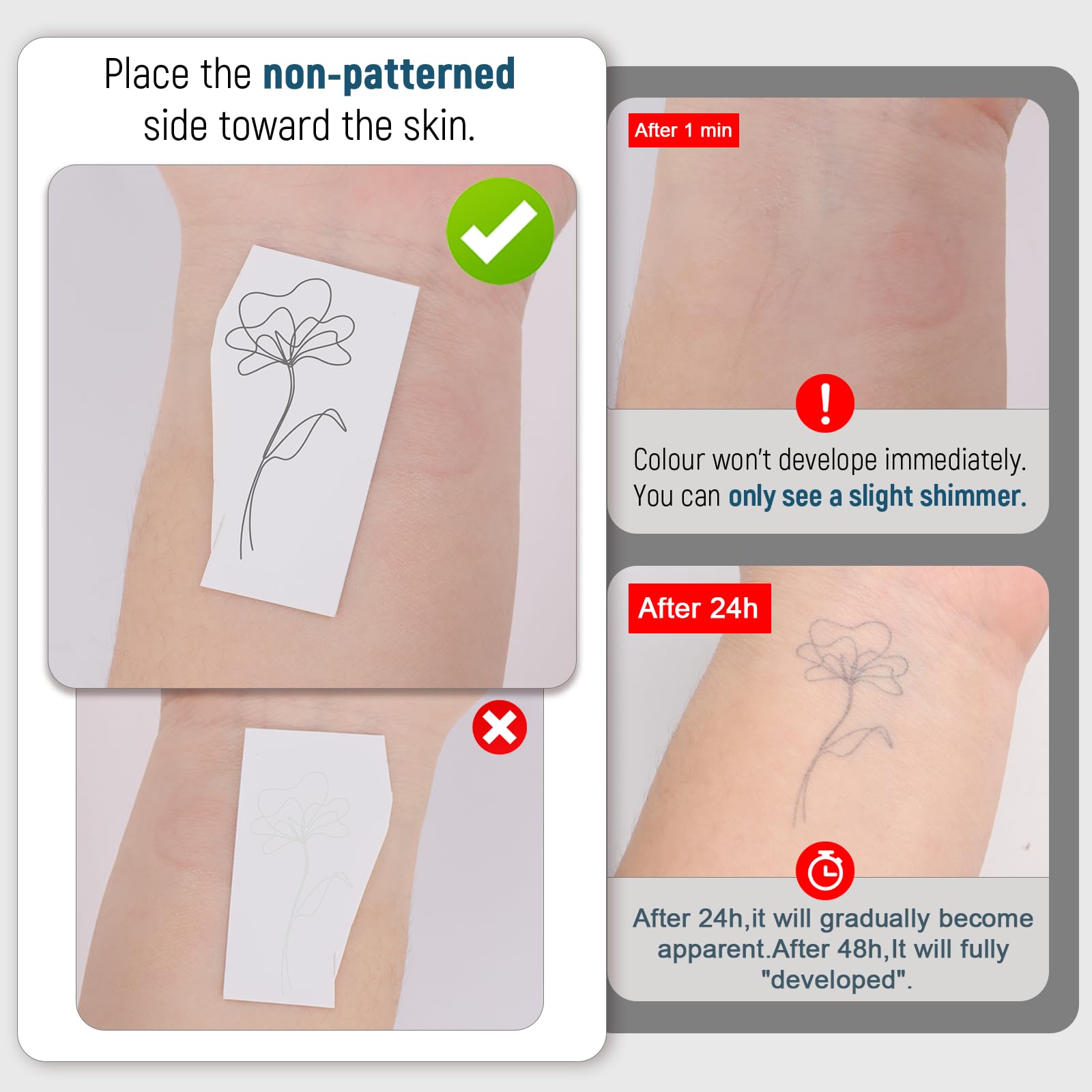 3 Bögen Temporäre Tattoos 2 Wochen Haltbar - Minimalistische Fake Tattoos mit One-Line-Art - Klebetattoos Erwachsene Langanhaltend - Fineline Tattoos zum Aufkleben für Männer & Frauen