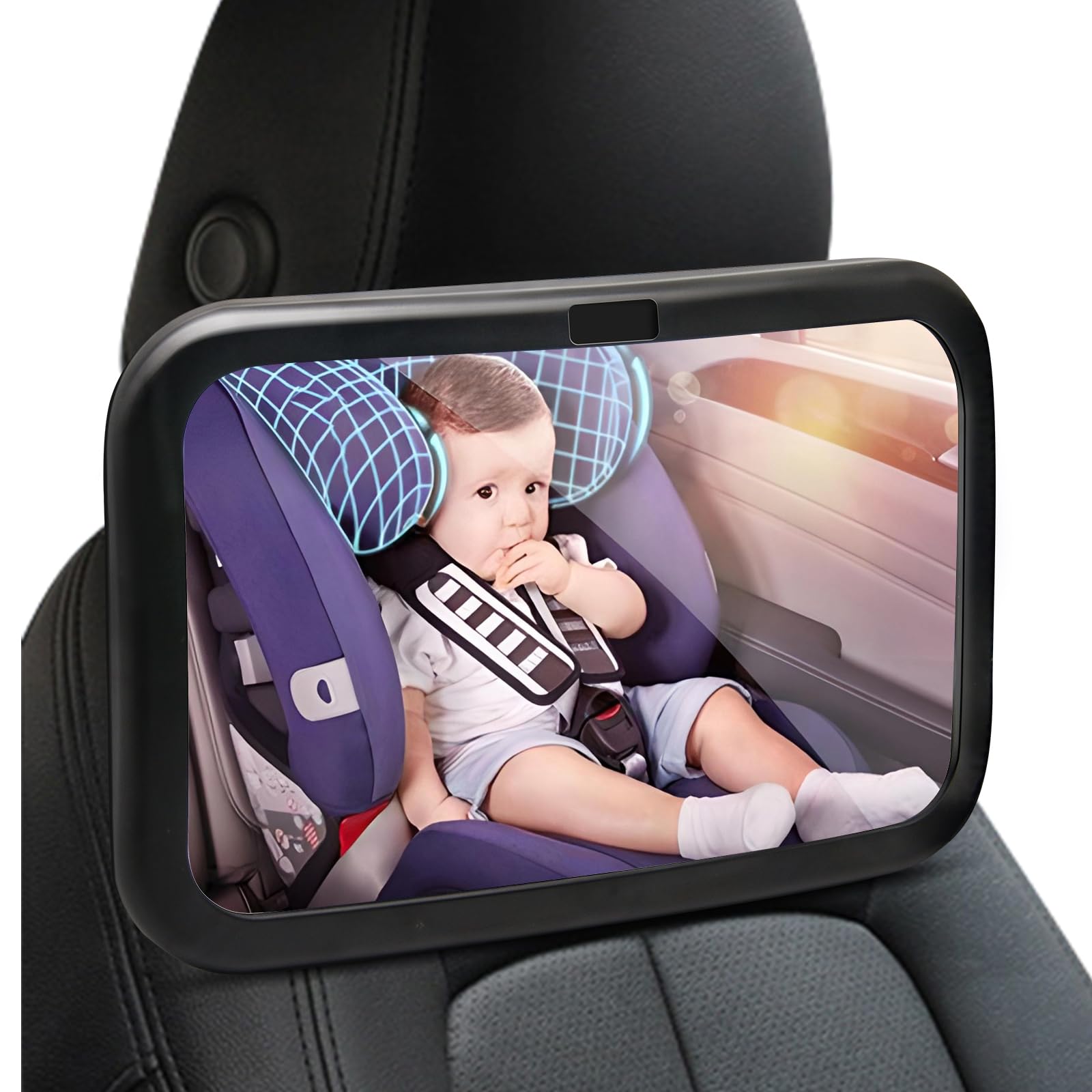 Baby Autospiegel für den Rücksitz, Bruchsicher Autospiegel Baby mit Verstellbare Elastische Riemen, Auto Rückspiegel, Universeller Kinder Rückspiegel Auto für Kinder