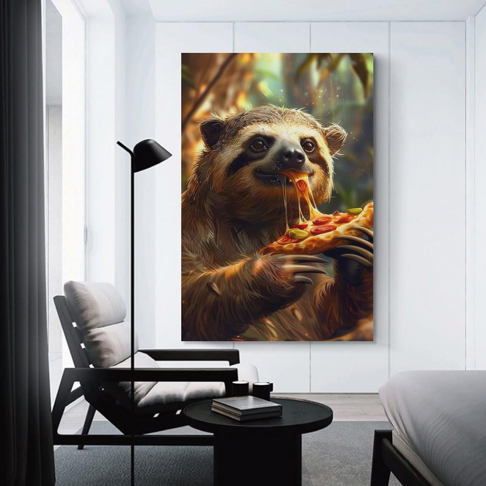Junmoney Sloth Pizza Decorative Wall Artwork, 12x18inch(30x45cm), for Corridors, Hallways Or Apartment Entries, Home Artwork for First Impressions