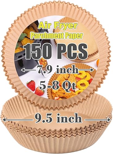 Miniatura 7 de GOAUS Freidora de aire 100 forros de papel redondos desechables para cesta de 2 a 49 cuartos de galón papel pergamino antiadherente sin blanquear de
