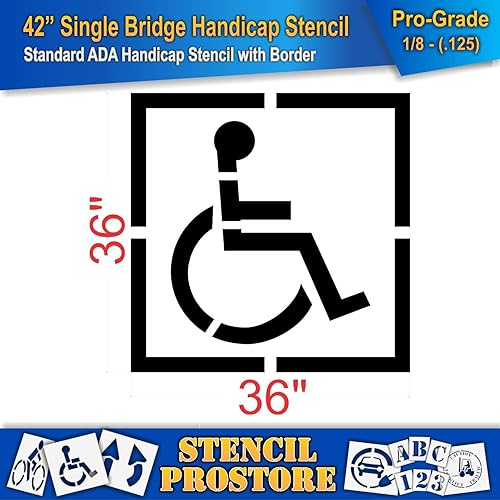 Miniatura 8 de Plantilla para pavimento  28 x 26 pulgadas  Plantilla para discapacitados con borde (2 pulgadas de trazo)  36 x 36 x 116 pulgadas (63 mil)  Ligero