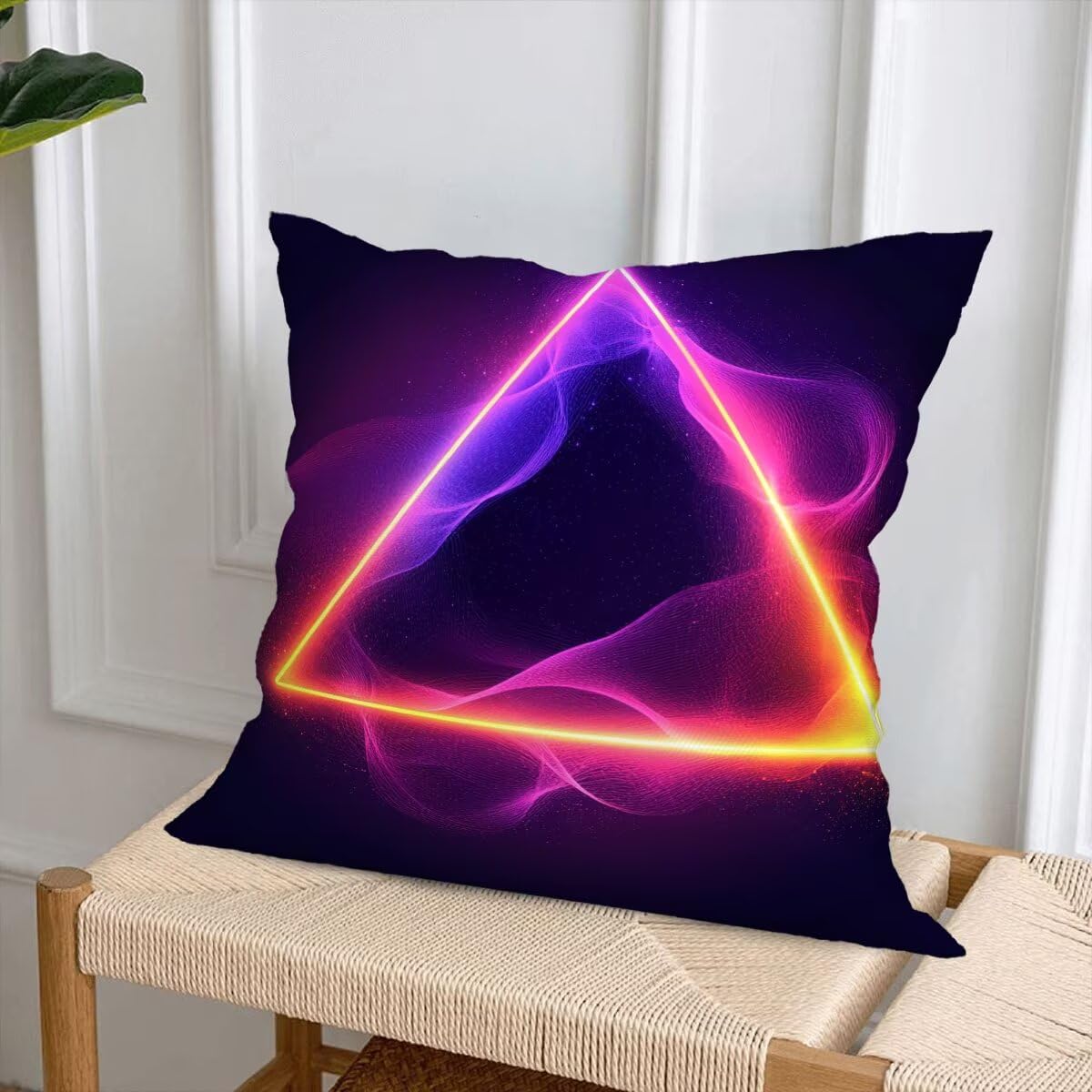 Federe Cuscino Divano 60x60, Viola Cuscini per Divano da Esterno Set da 4, Lino Copricuscini Divanos Impermeabile, Copri Cuscini Geometria Motivo Fronte Retro Stampato per Giardino, Sofá, Balcón, A-17