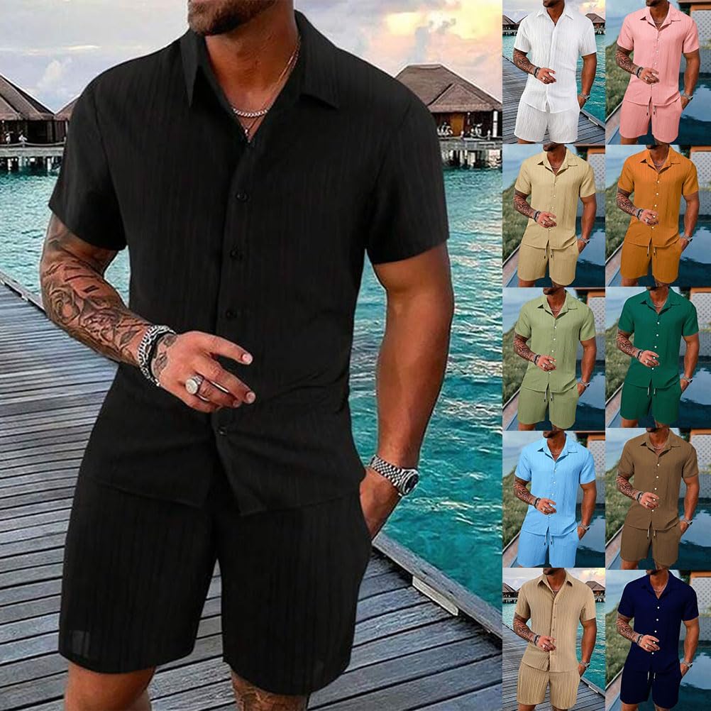 Ensemble Jogging Homme Manches Courtes Ensembles Survetement Chemise et Shorts Tenue de Sport D'été Activewear Outfits