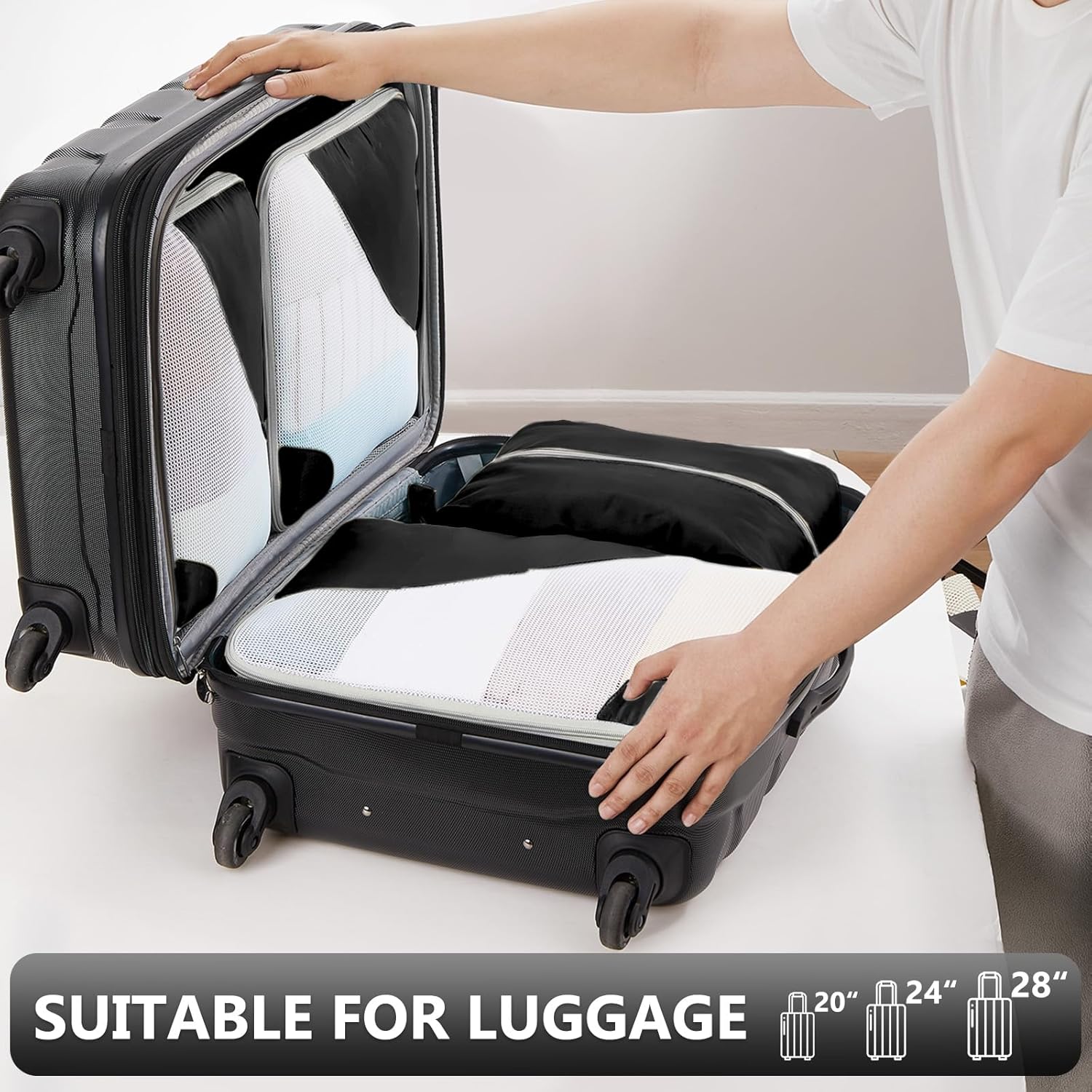 8 Set Packing Cubes for Travel, Gifts for Men,Anti-Tearing Suitcase Organizer for Luggage with Shoe & Hanging Toiletry Bag, OlarHike Vacation Accessories for Cruise, Travel Essentials for Men, Black - Image 5